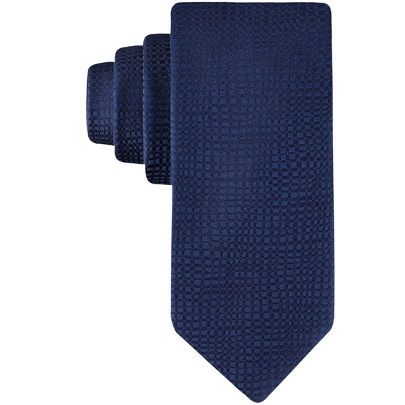 Calvin Klein Men Sadie Distorted Grid Tie Navy - Picture 1 of 2